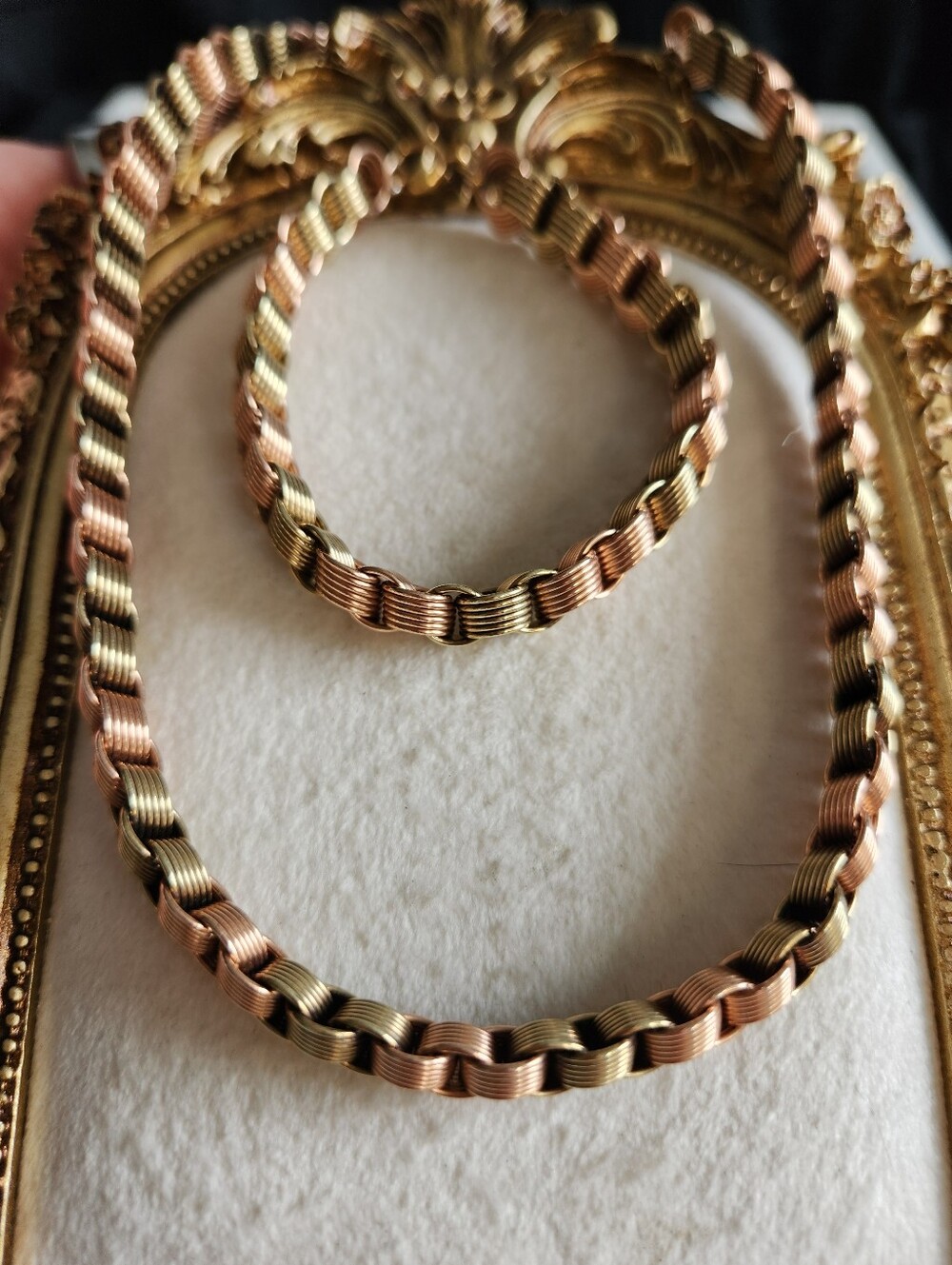 Vintage Chunky Gold Filled Link Necklace and Bracelet Rose Gold, Bronze 1/20 12K - Picture 13 of 16